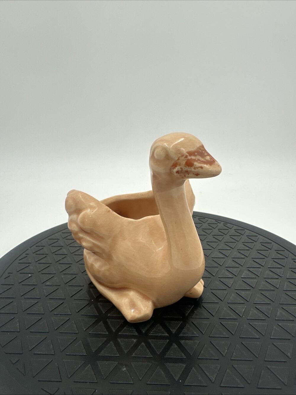 Vintage Brush Seated Peach Pottery Ostrich Planter